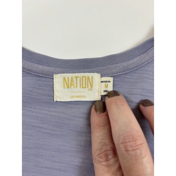 Nation LTD Mallory Flutter Sleeve T-Shirt Dress Light Purple Medium V-neck - Picture 5 of 12
